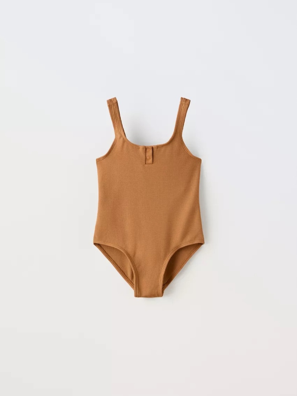 Zara Ribbed One-Piece Swimsuit in Rust Brown